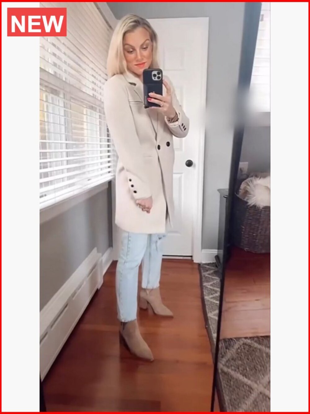 Notch Lapel Double Breasted Trench Coat Peacoat Winter Long Blazer Jacket - Picture 6 of 7